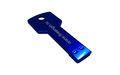 Флешка Металлическая Ключ "Key" R145 синий глянец, гравировка 1+1