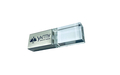 Флешка Стеклянная Кристалл "Crystal Glass Metal" W14 серебряная, гравировка с чернением 1+0