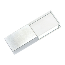 Флешка Стеклянная Кристалл "Crystal Glass Metal" W14 серебряный матовый 16 Гб