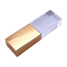 Флешка Стеклянная Кристалл "Crystal Glass Metal" W14 золотой глянец 128 Гб