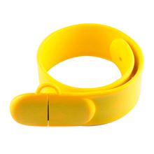 Флешка Силиконовый Браслет Слап "Bracelet Slap" V169 желтый 256 Мб
